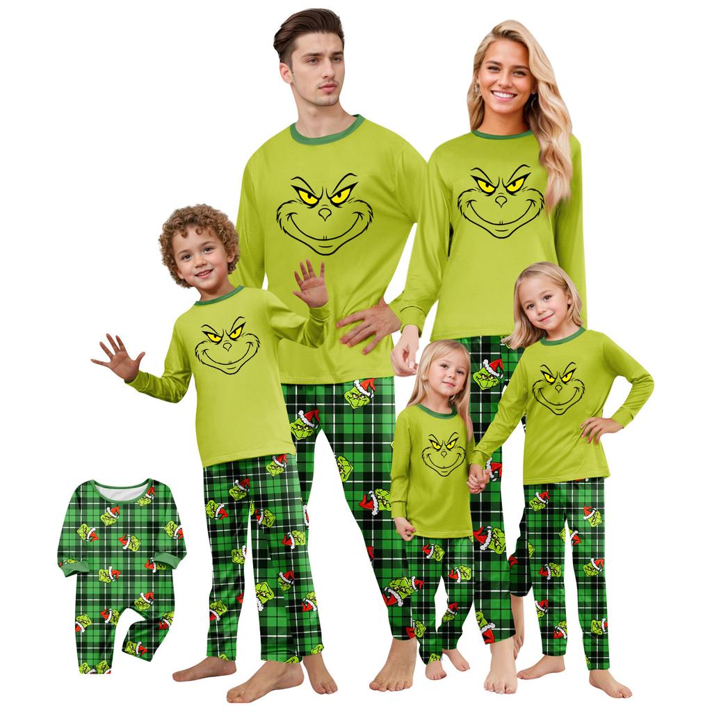 Christmas Print Cute Family Set Pajamas, Home Clothes, Family Set Long Sleeve Top Pants Set
