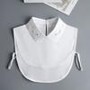 Front Tie White Fake Collar Stand Beads Detachable Collar Fake Women Vintage Crystal Lace Ladies False Blouse Collar Half Shirt