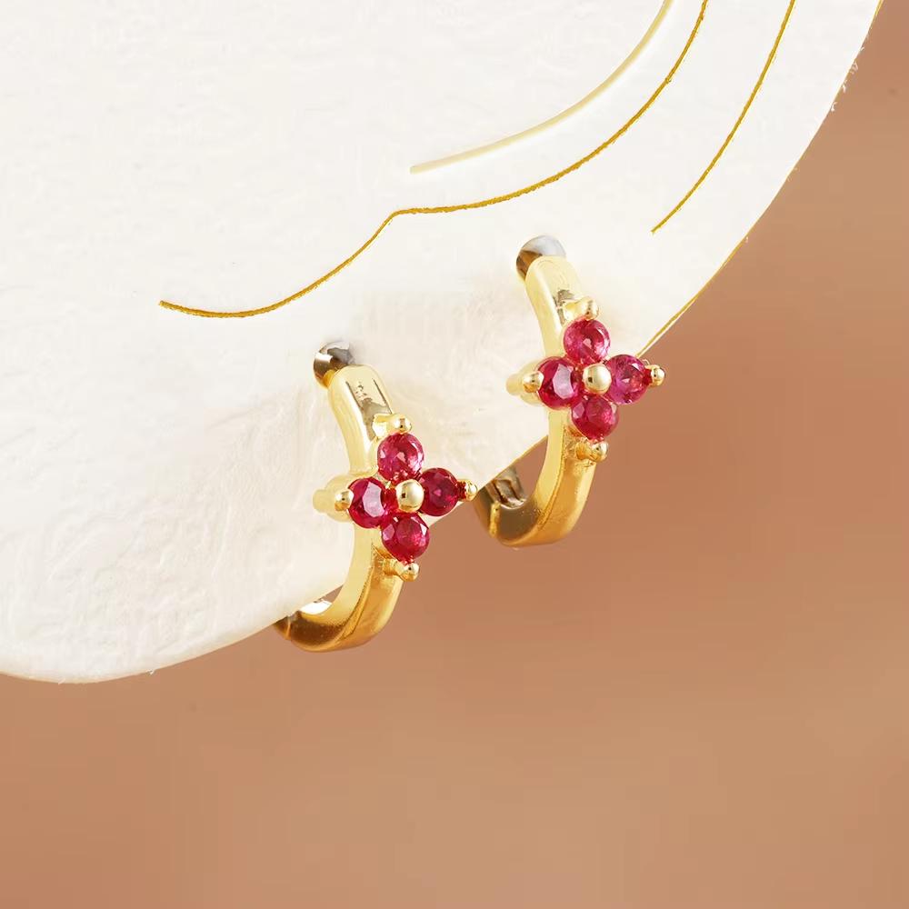Fashion 6/8/10mm Stainless Steel Zircon Flower Hoop Earring Small Gold Color Circle Hoops Huggie Piercing Earring Trendy Jewelry