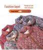 Floral Lapel Cotton Padded Jacket: Thick, Short Style for Middle-Aged and Elderly Women, Perfect for Autumn and Winter.