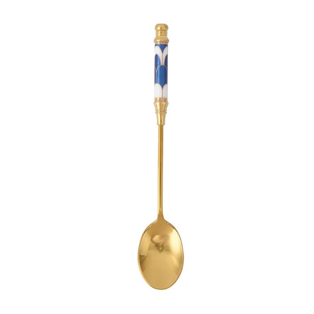 Ceramic Handle English Afternoon Tea Spoon Fork Stainless Steel Fruit Forks Cake Spoon Fork  Cafe