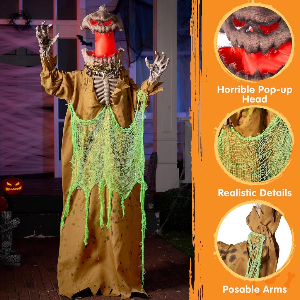 Halloween Animated Pumpkin Ghost Decorations Outdoor Pop Up Head Graveyard Garden Party Yard Lawn JOYFY 67 with for Kid Friendly Entertaining Fun Play
