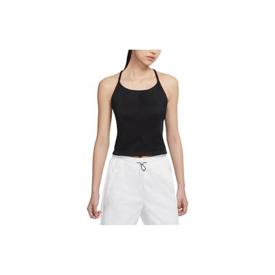 Solid Color Brand Logo Knitted Tight Tank Top Women Tops Black DA3121-010