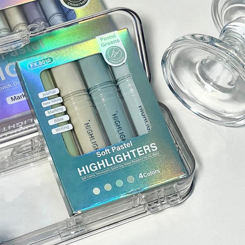 Soft Pastels Highlighter Markers, Chisels Tip Quick Dry Ink for Study Note Journaling and Clean Paper Page Marking