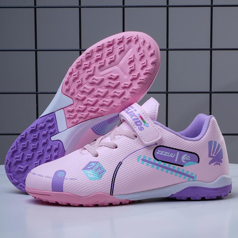 Children's football shoes no-tie shoelaces buckle Velcro TF rubber sole primary and secondary school students artificial turf training shoes men
