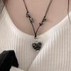 Vintage Achromatic Knotted Glass Heart Necklace