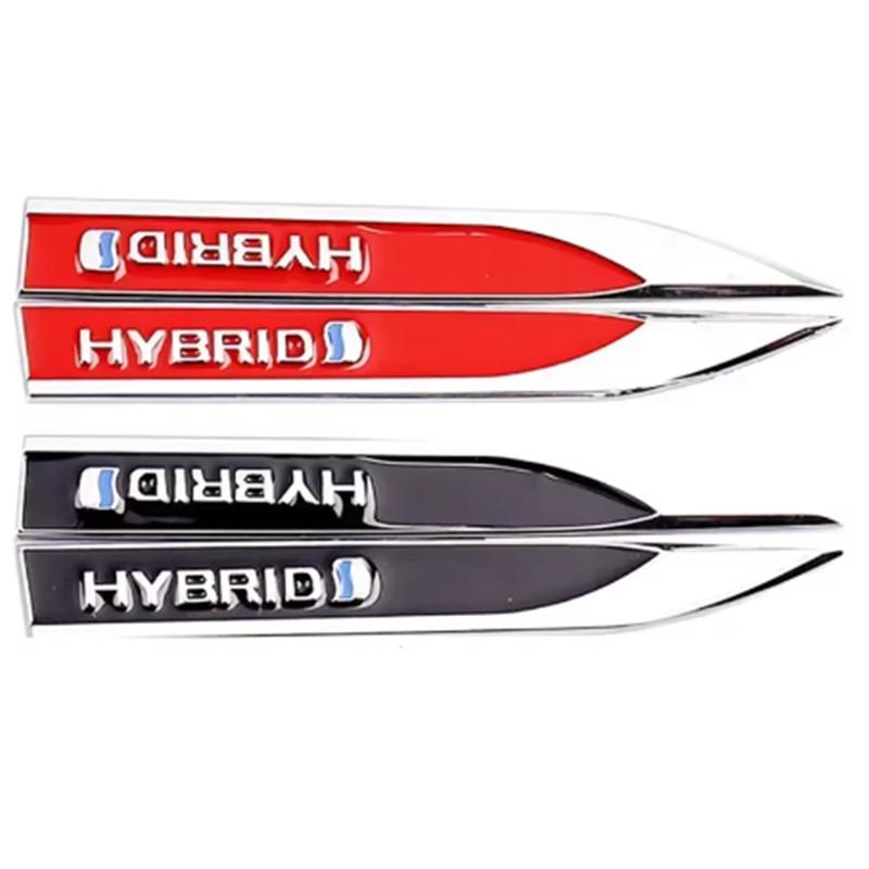 2pcs Metal Hybrid Logo Side Bumper Emblem Badge Stickers for Toyota RAV 4 Prado Camry Corolla Yaris Car Accessories
