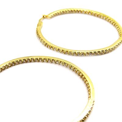 [L7031] - White Gold Plated 'Cristal Plénitude' Hoop Earrings (5 Cm)