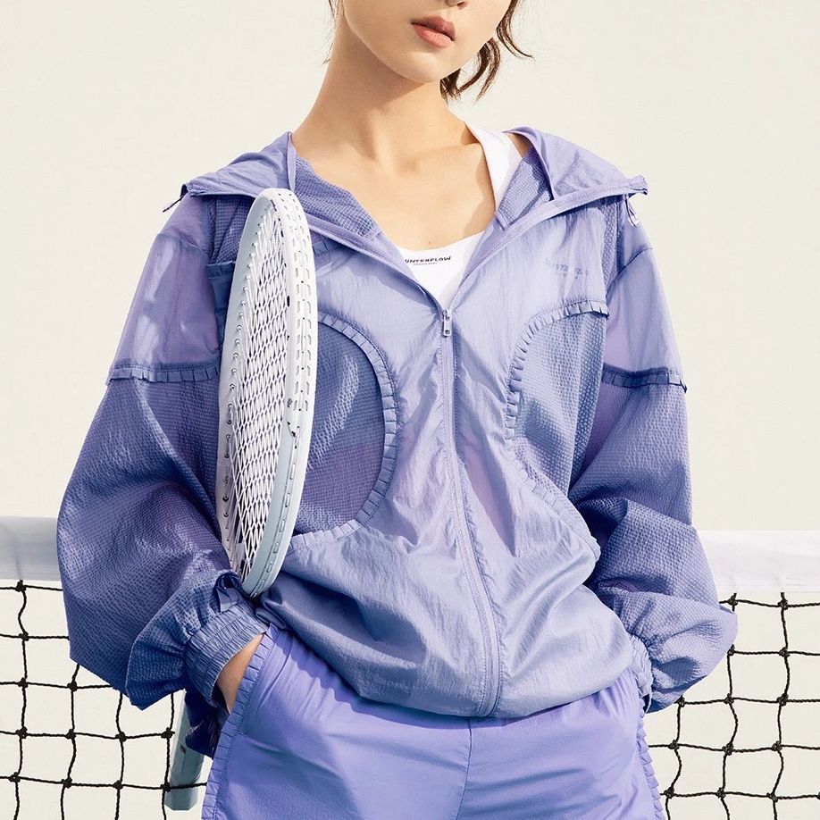 Li Ning X HZW Collaboration CF Su Series Solid Color Drop Shoulder Zip Hooded Skin Jacket Women Jacket Light-Iris-Purple AFDT704-4