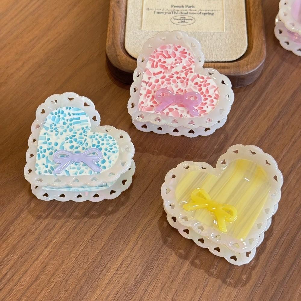 Stripe Heart Shark Clip Elegant Bow Hair Claw Fashion Acetic Acid Hair Claw Girls