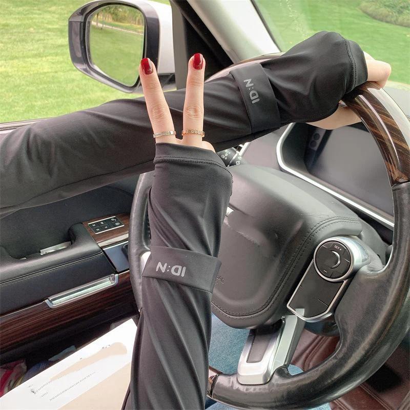 1 Pair Unisex Cooling Ice Sleeves Quick Dry Uv Protection Summer Outdoor Driving Cycling Arm Gloves