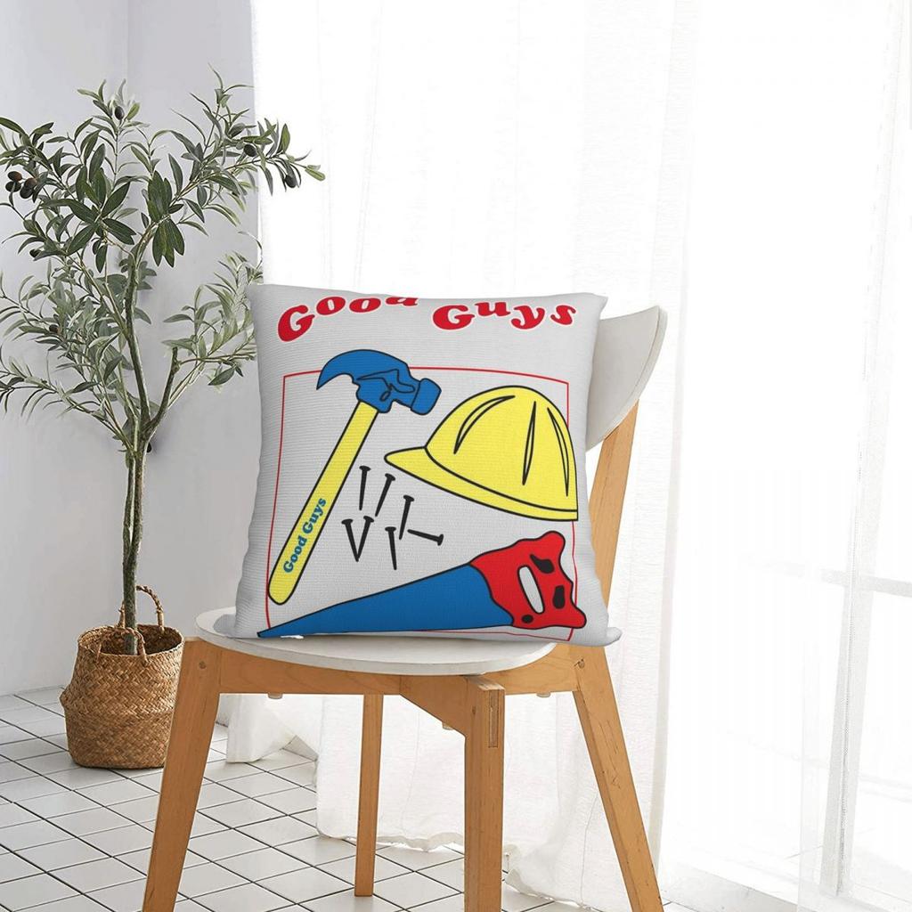 Good Guys Child'S Play Chucky Killer Doll Construction Square Pillowcase Cushion Cover Pillow Case Throw Pillow Cover For Home