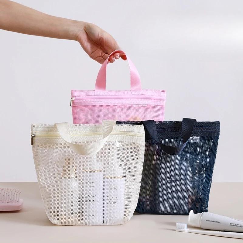 Portable Ins Handbag Mesh Storage Hollow Storage for Bathing, Rinsing, Washing, Makeup, Tourism, Swimming, Outdoor Storage Bag