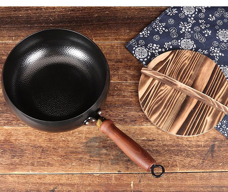 Hammered Wrought Iron Stir-Fry Pan & Small Stew Pot Set, Uncoated and Hand-Forged.