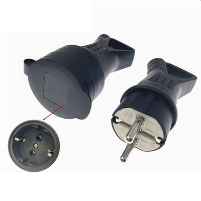 Elektrischer Netzstecker mit Erdung Wasserdicht Günstiger Preis Russischer Stecker Doppel-Stecker IP20 2-polig Schwarz Polybeutel Kupfer 16A 250V