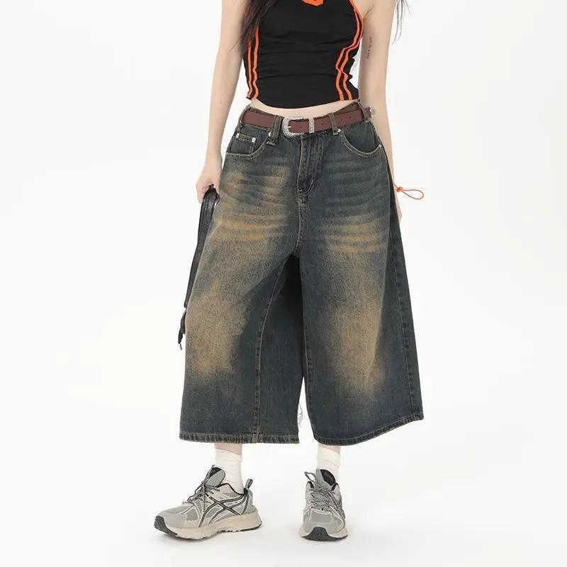 Vintage Loose Jorts Jeans Y2k Streetwear Oversized Shorts Denim Pants Korean Fashion Baggy Grunge Trouser Summer Neutral