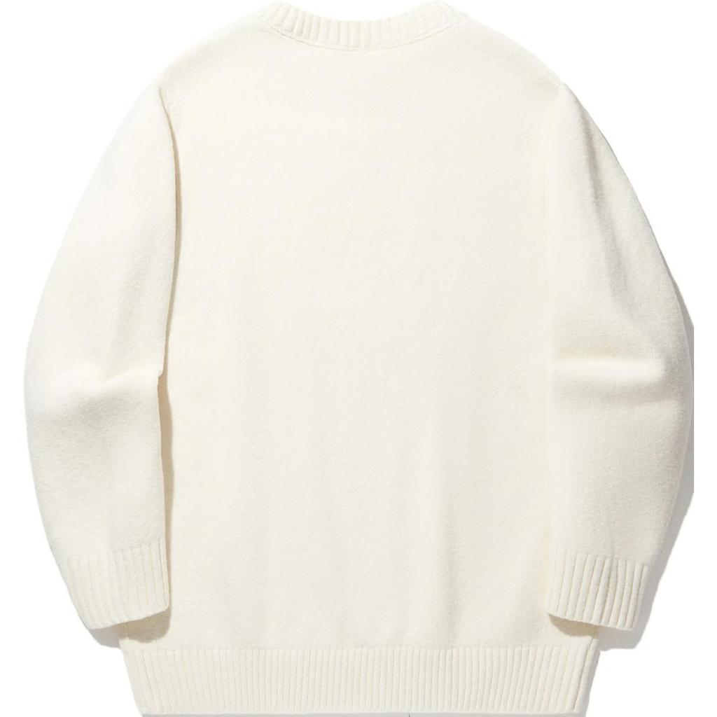 Li-Ning Unisex Chinese Character Embroidered Crew Neck Knit Sweater Off-White AMBU065-1