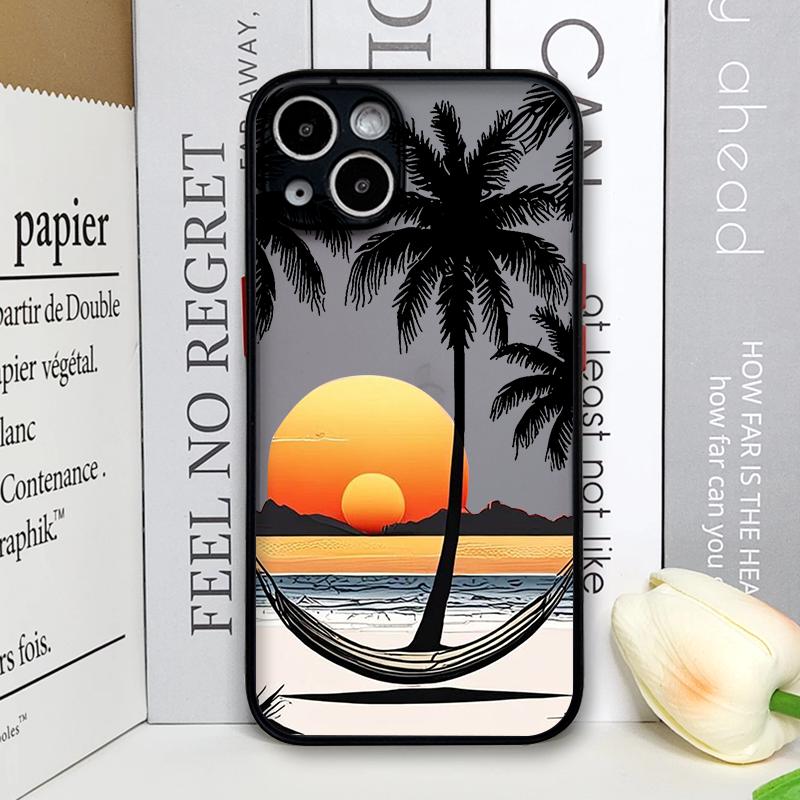 Black Coconut Palm Tree Printed Phone Case for IPhone 16 14 15 Pro Max 11 12 13 PRO MAX Mini 7 8 Plus X XS Shockproof Hard Cover