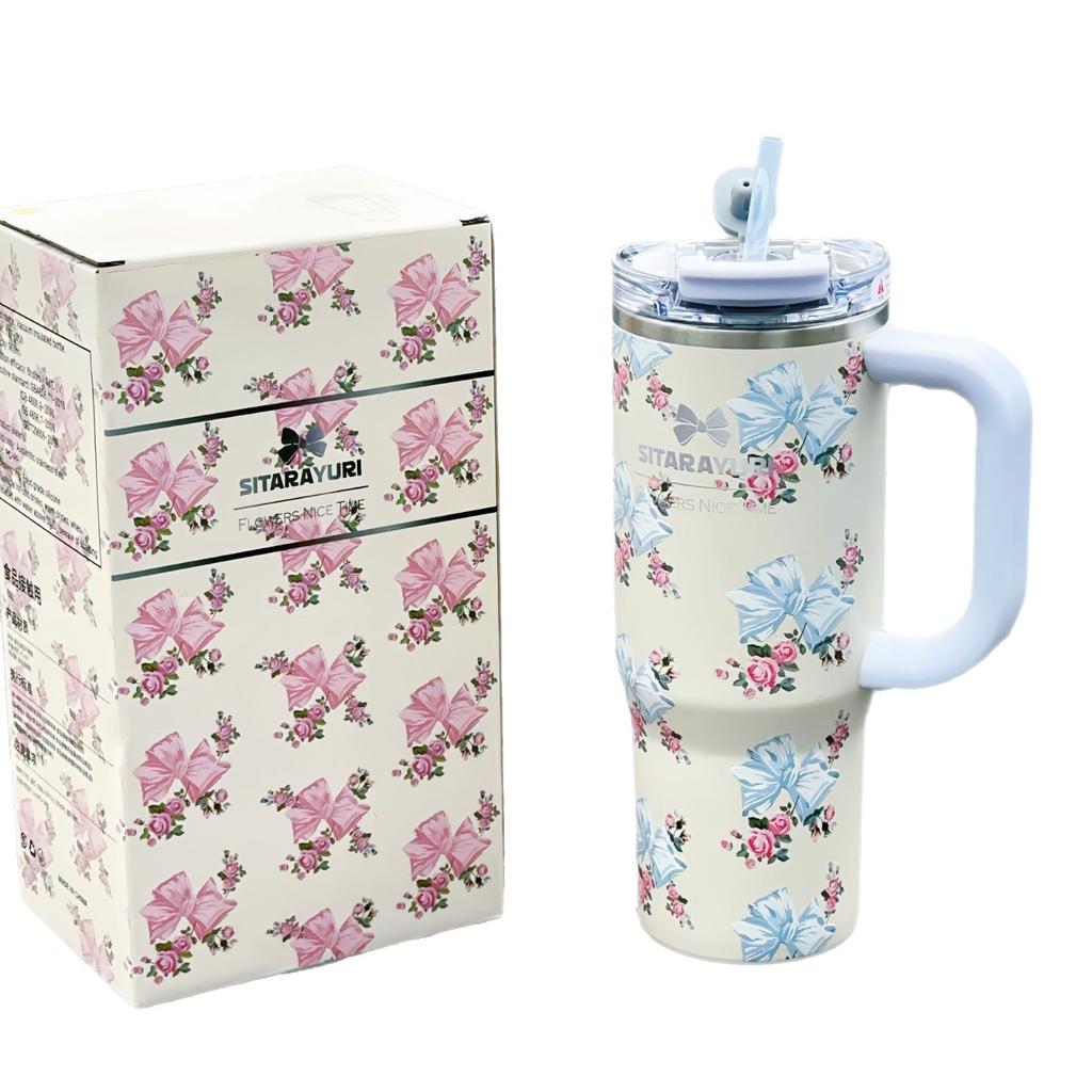 40oz Strohbecher 304 Edelstahl Auto Eisbecher Schleife Thermosbecher