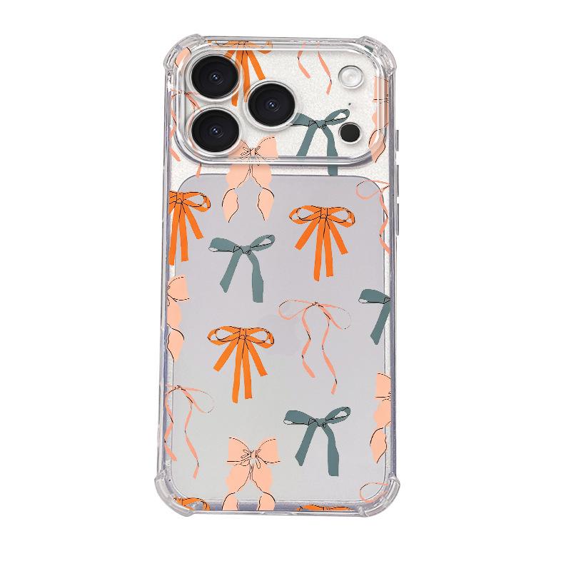 Dopamine colored bow is suitable for iPhone17pm popular mobile phone case Apple 16 transparent anti-drop case.
