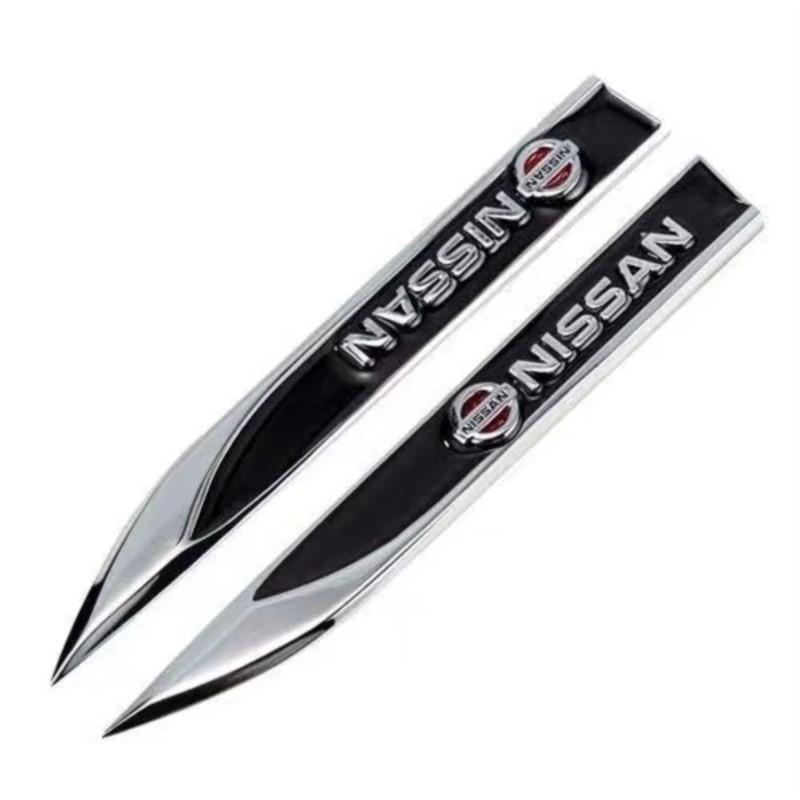 1/2 Pezzi Emblema Distintivo Adesivo Ala Laterale Parafango Auto in Metallo 3D Per Nissan Juke Leaf Qashqai Patrol Pathfinder X-Trail Nismo Murano