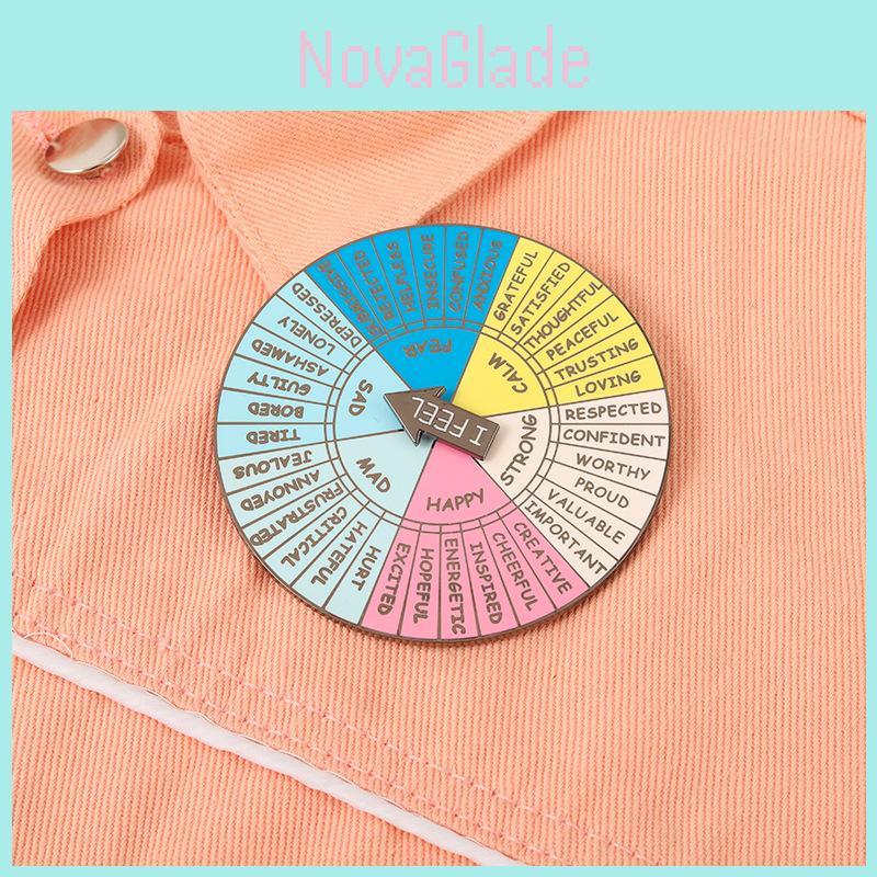 Unique Geometric Round Pin Brooch Modern Enamel Metal Badge For Stylish Accessories