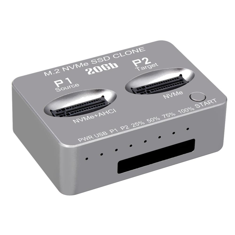 Dual-Bay NVME Docking Station Gen2X 20Gbps M.2 NVME SSD Clone USB3.2 Type C External Hard Disk Box M/B M Key M.2 M.3 NVME PCI-E