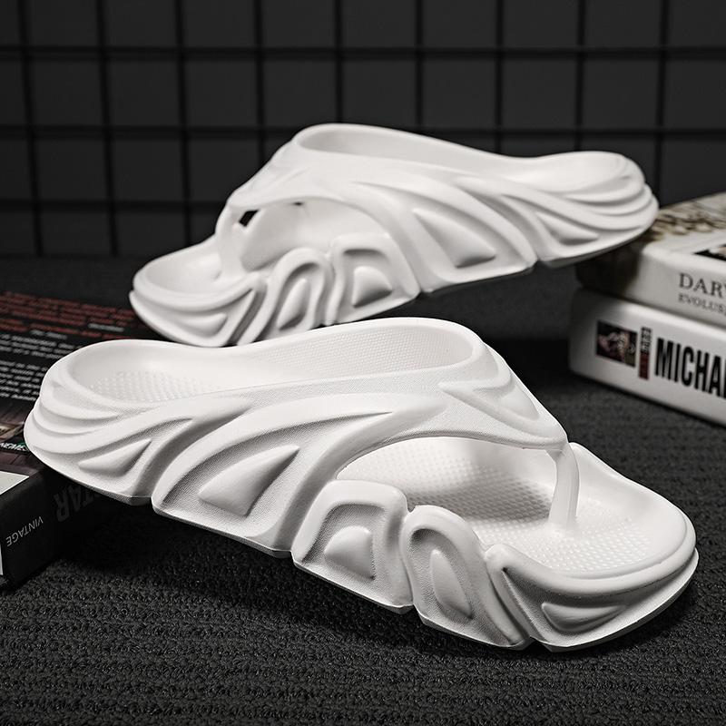 Men Summer Non-slip Flip Flops Outside Beach Slippers Flat Shoes Outdoor Slides Non-Slip Home Ashion Sandals Hollow Breathable