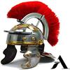 Armatura del casco con pennacchio rosso| Elmo medievale romano in metallo