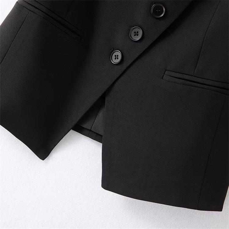 Spring Summer V-neck Sleeveless Ladies Blazer Vest Coat Single Breasted Short Women's Suit Waistcoat Jacket
