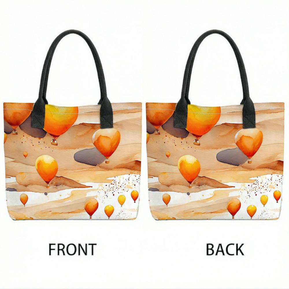  Watercolor Hot Air Balloon Printed Large Capacity Casual Tote Bag for Daily Use