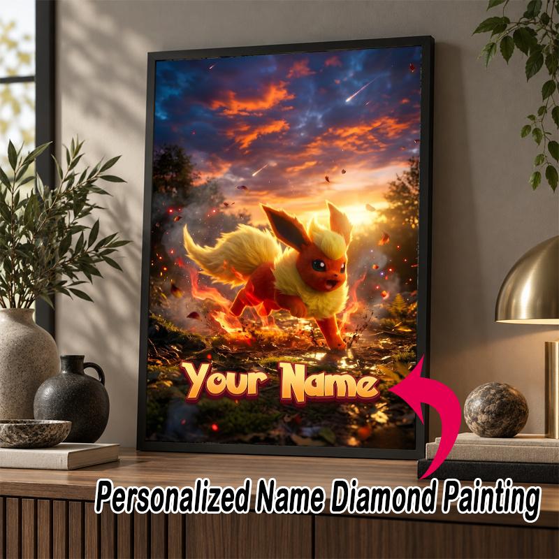 Personalized Eevee Diamond Art Custom Name 5D Diamond Painting Full Drill DIY Craft