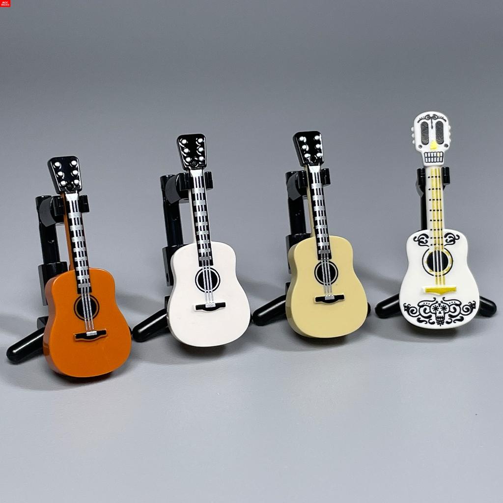 MOC Bricks DIY Music Instrument Guitar Bass saxophone Microphone Loudspeaker Box Educational Building Blocks Toys Gifts