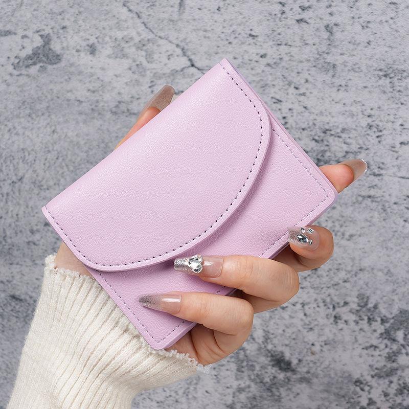 Korean Ins Style Short Small Card Holder  Portable  Compact  Solid Color  Simple Girl  New Pu Leather Id Coin Purse