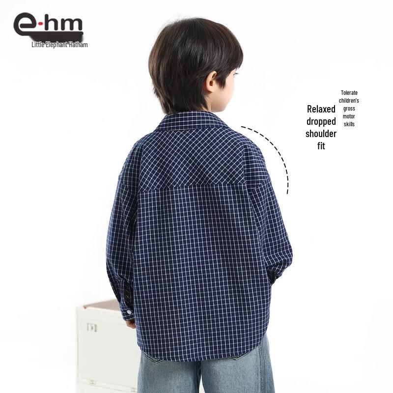Little Elephant Hamm Boys' Plaid Long-Sleeve Shirt