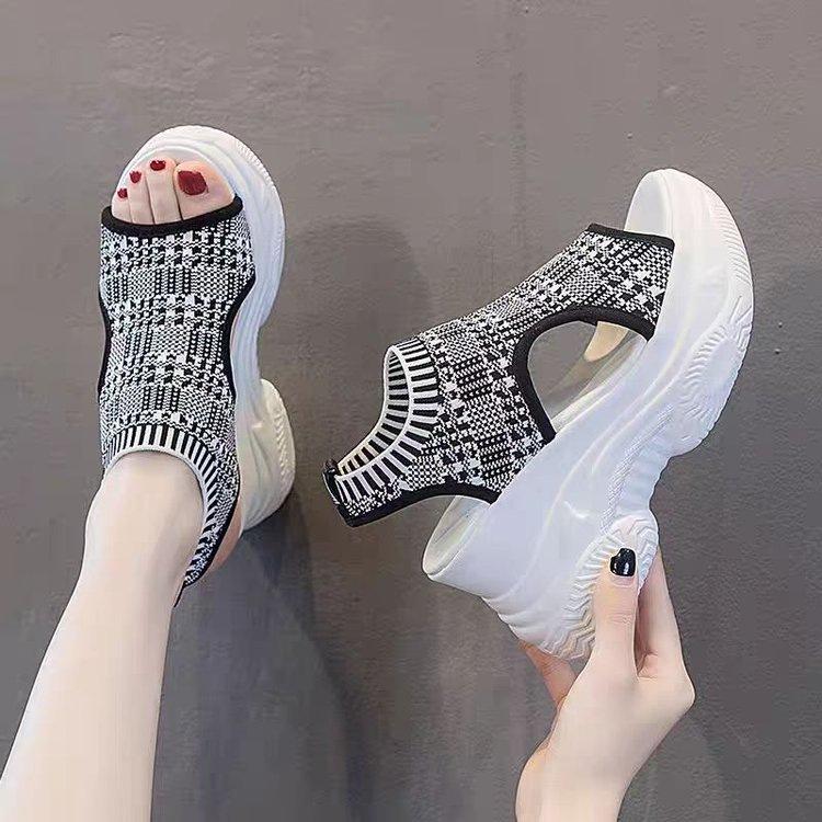 High-heeled Roman beach shoes summer new muffin comfortable fish mouth inner height increase thick-soled wedge sandals