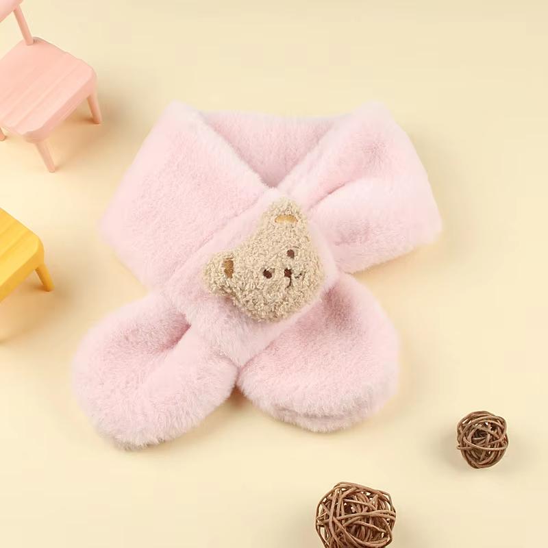 Écharpe Peluche Douce Automne Hiver pour Enfants Mignonne Dessin Animé Fille Bébé Épaisse Chaude Écharpe pour Enfant Extérieur Tour de Cou Accessoires Bébé