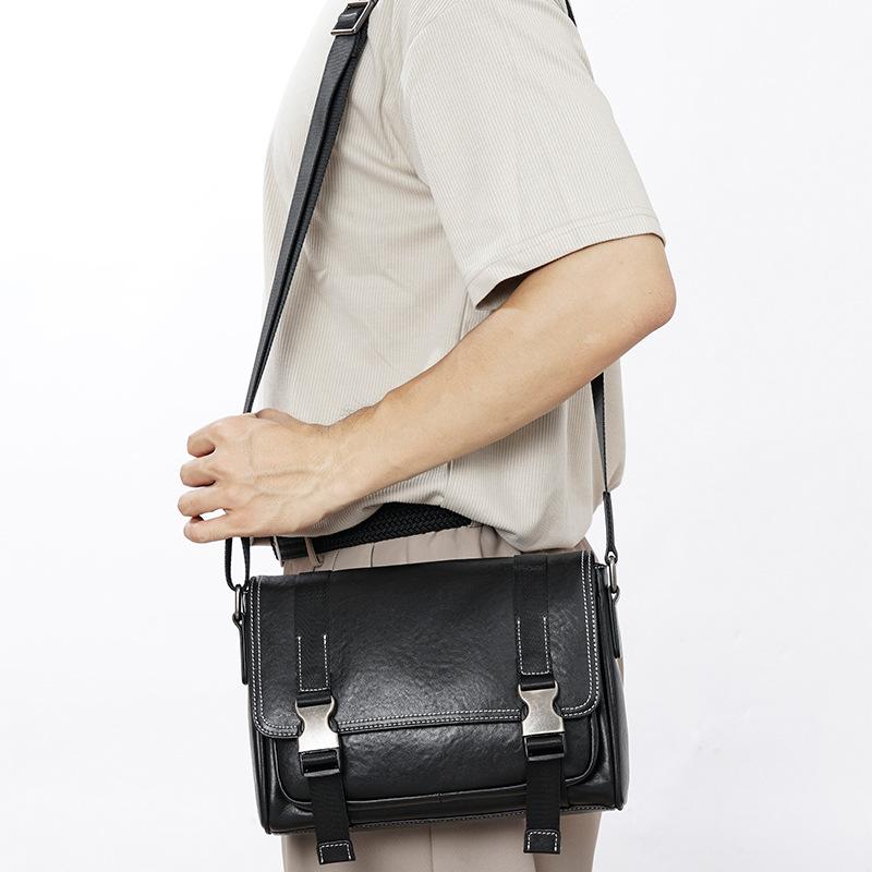 Genuine Leather Crossbody Bag Men's Cross Flap Large Capacity Shoulder Bun Top Layer Cowhide Fashion Car Sewing Men's Bag
