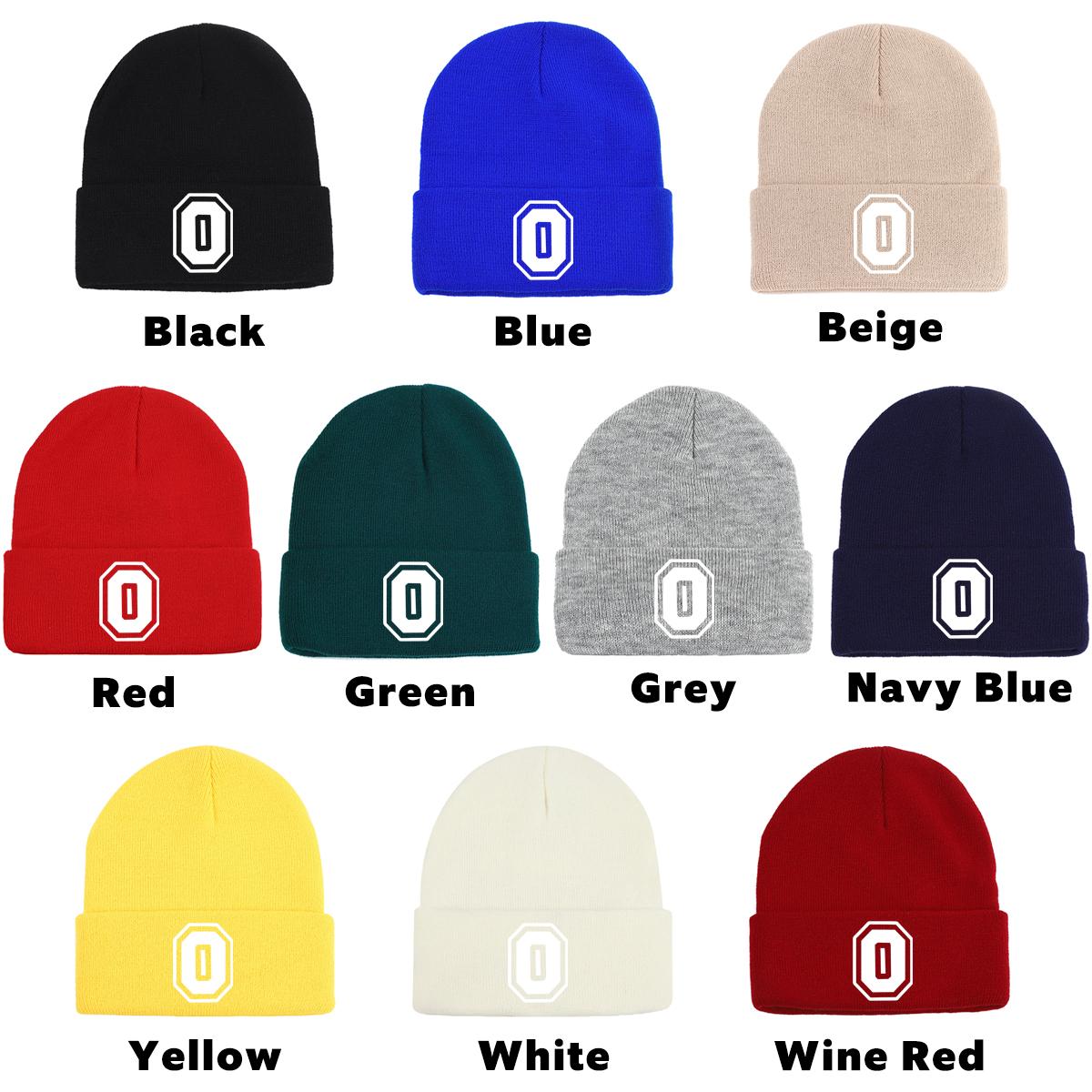 

Unisex Winter Hats Knitted Cap Beanie Digit 0 to 9 Print Winter Hat for Women Candy Color Knit Hat Beanie Ideal Choice For Gifts Black Hat