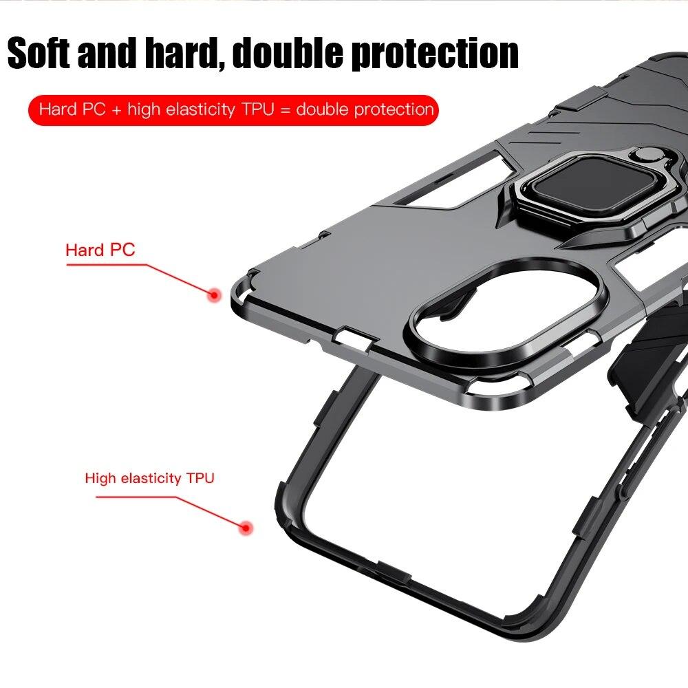 KEYSION Nárazuvzdorné pouzdro pro Realme C67 4G C67 5G C55 C53 C51 Silikonový + PC kovový kroužkový stojánek Kryt telefonu pro OPPO Realme Note 50