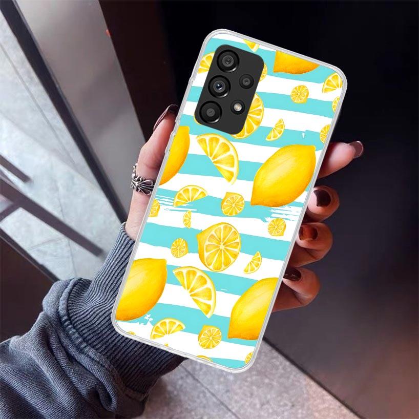 Summer Fruits Lemon Phone Case For Samsung Galaxy A12 A52S A42 A32 A22 A51 A50 Note 20 Ultra 10 S10 Plus A71 A70 A31 A30 A10S Ga