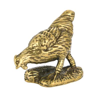 Messing Chinesischer Tierkreis Hahn Tierfigur Kreative Statue Retro Dekoration Statuen
