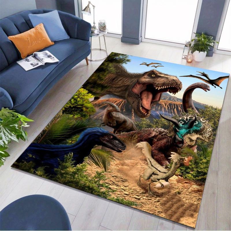 Jurassic Dinosaur Vild Förhistorisk Scen Tryckt Områdesmatta Halkfri Rektangulär Golvmatta Barn Dinosaurie Dekor Matta för Sovrum Vardagsrum