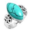 925 Sterling Silver Ring Women Gemstone Handmade Jewelry Halloween Gift Blue Green Purple Copper Turquoise Pearl Lapis Mother Of Pearl Victorian