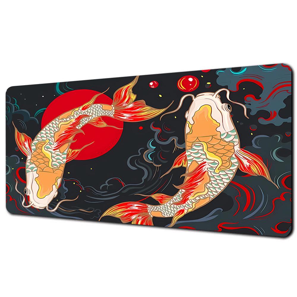 Fish XXL Lock Edge Mousepad Koi Taichi Neutral Large Gaming Desk Mat Keyboard Mats Mouse Mat Beast Desk Pad For Gift Mouse Pad