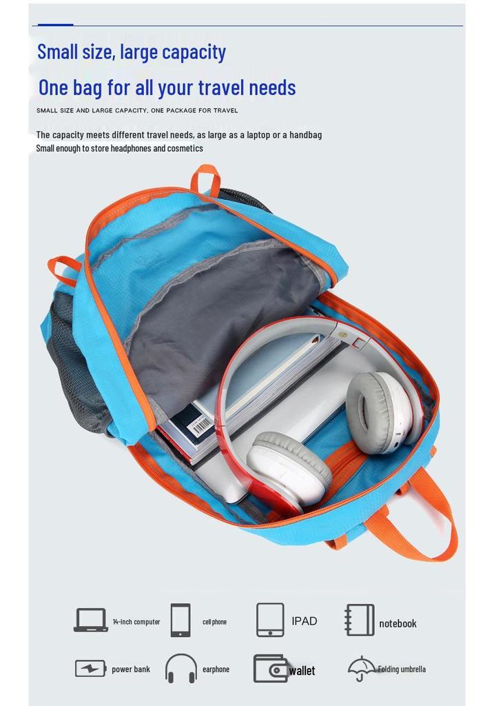 Lightweight Water-Repellent Foldable Unisex Travel Backpack for Outdoor Sports & Mountaineering