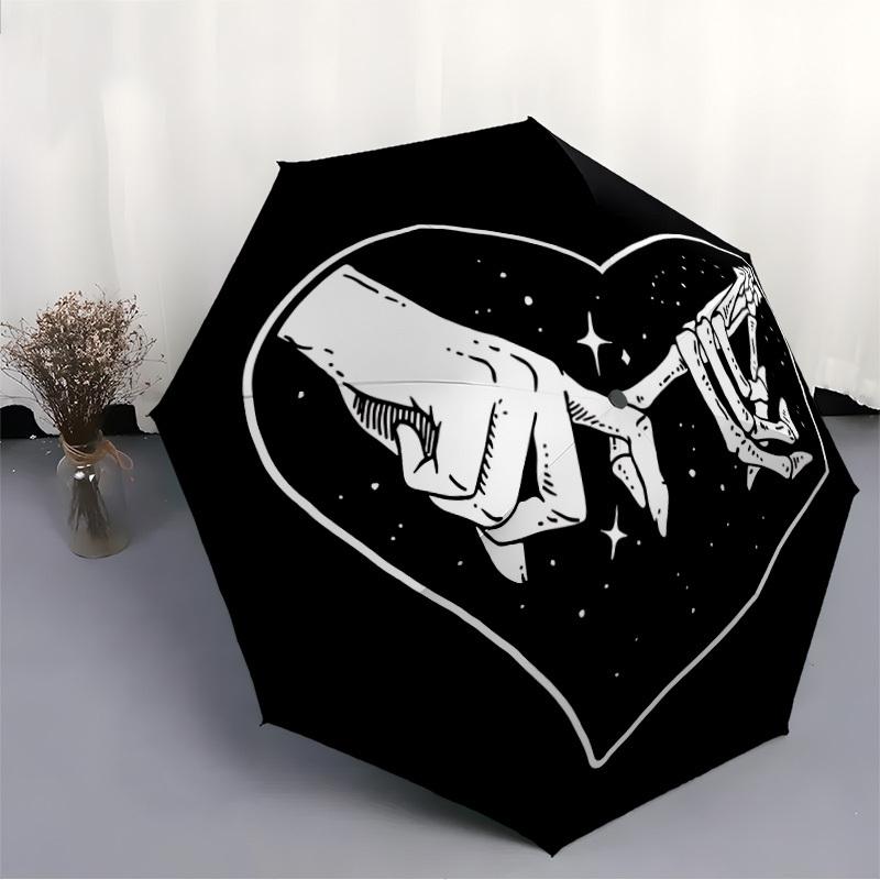 1pc Love Heart Automatic Open/Close Umbrella, Portable Folding Umbrella, Compact Travel Umbrella For098