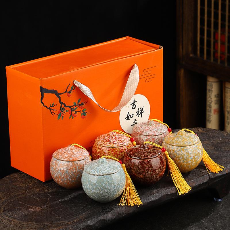 Program Gift Universal Ceramic Kiln-Change Tea Canister for Gifting