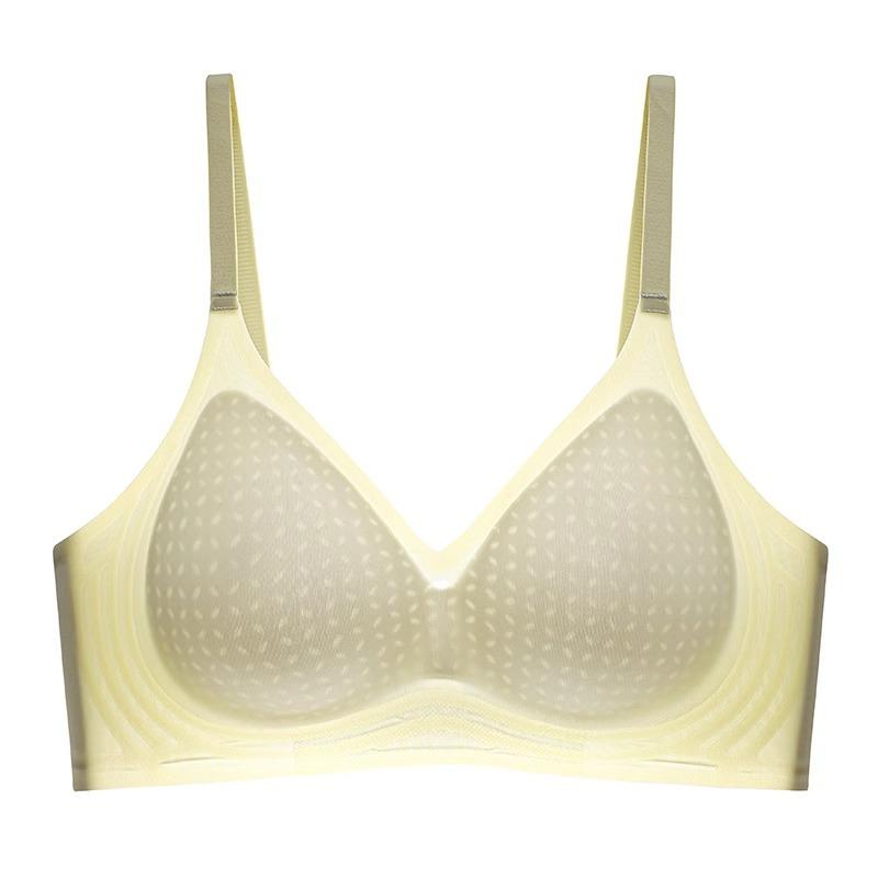 Langsha Underwear Women's Summer Thin Ice Silk Breathable and Seamless Small Breasts Gather Bras Without Steel Rings