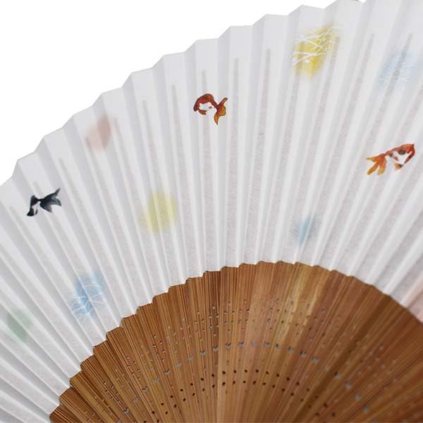 Folding Goldfish Dyed Carved Paper 35 Cm [Koshōdō] Kyoto-style Fan, Design, Frame, Medium-sized Fan, Ribs, Scented, Women's, 19.5